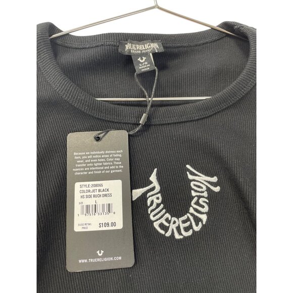 True Religion Womens Black HS Side Ruch Dress Size L SKU 9080 - Picture 11 of 11